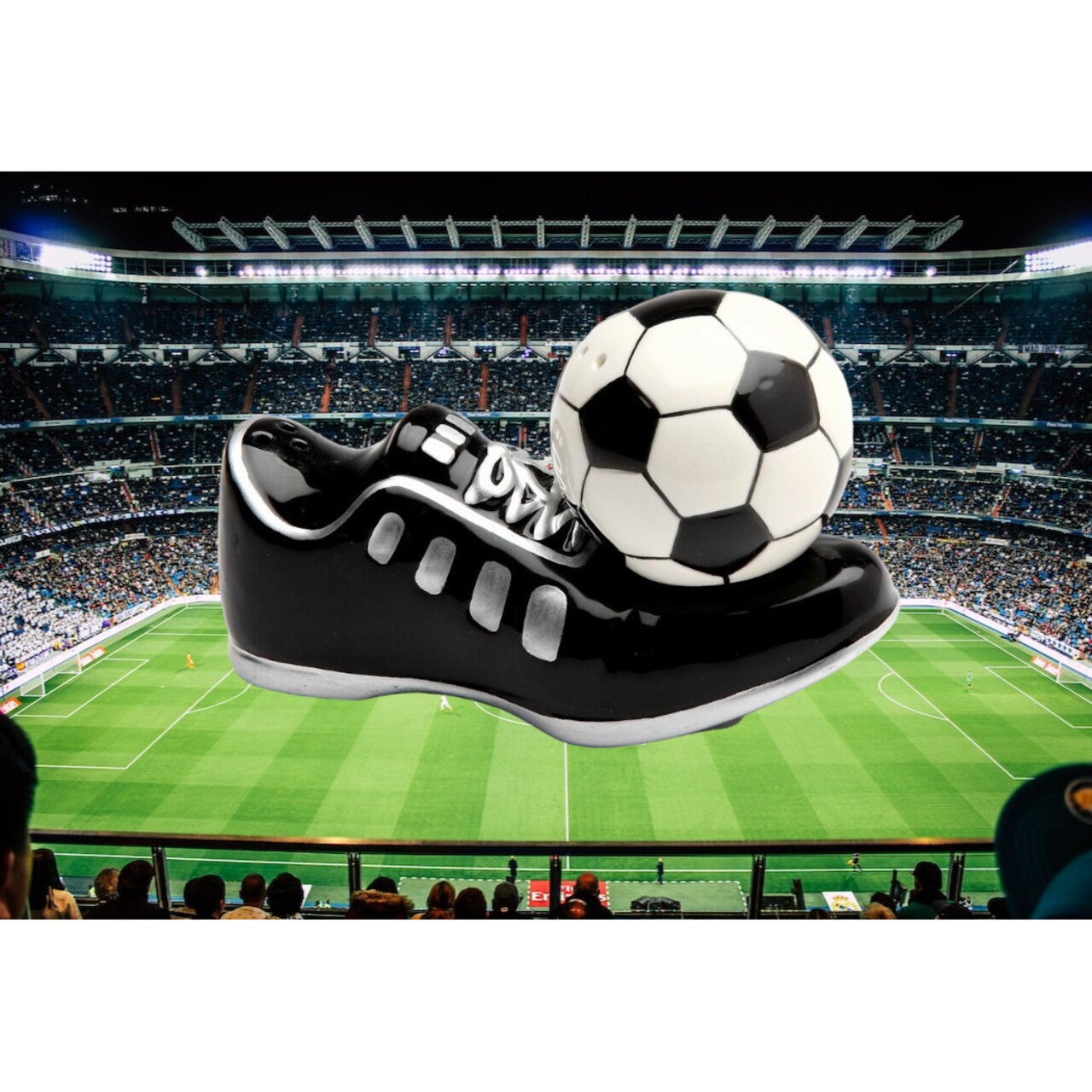 Hand Painted Ceramic Soccer Ball and Cleats Salt and Pepper Shakers For Kitchen